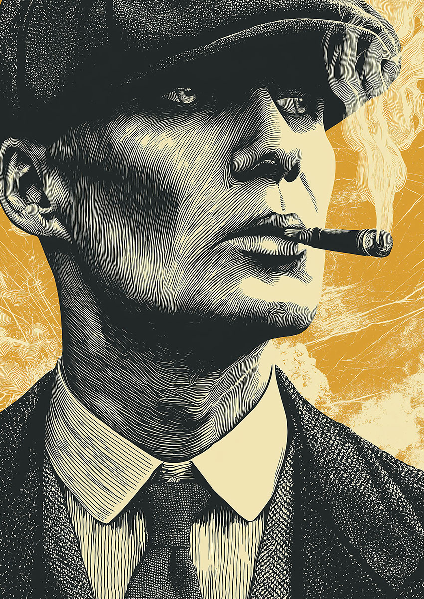 Vintage Male Portrait with Cigarette Canvas Print & Poster Wall Art - AI PRINT LAB